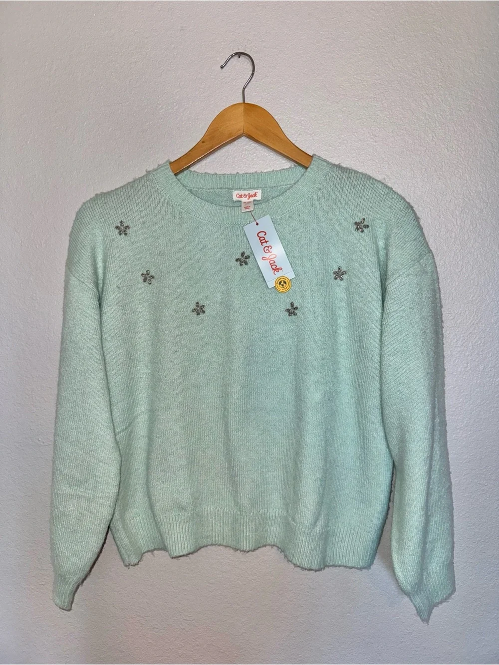 New Cat & Jack Mint Green XL (14), Kids   Crewneck Sweater